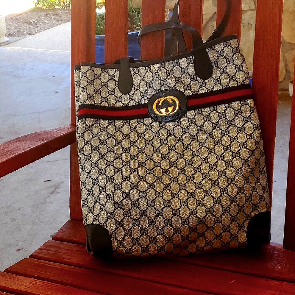 GUCCI Ophidia Tote GG Supreme MONOGRAM Coated Canvas Shopping  Tote